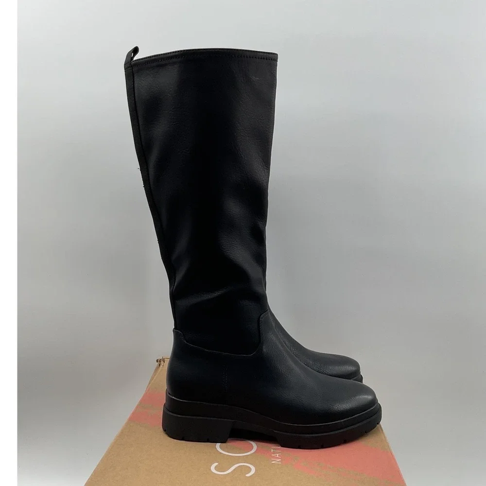 Soul Naturalizer Orchid Black Tall Lug Sole Boots Womens 6.5M Knee High Zipper
